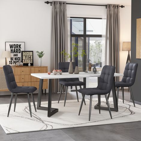 MEUBLIV Ensemble table à manger rectangulaire 117 cm avec 4 chaises gris foncé (1/5)