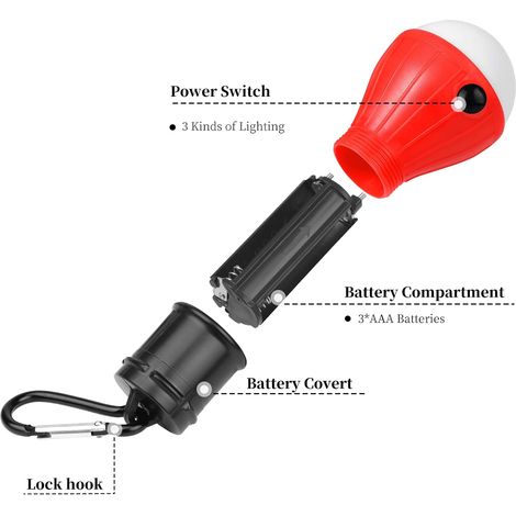 Lampe De Camping - 3x Lanterne De Camping LED Lampe À Piles De Tente Portable Lumière De Secours Étanche (1/5)