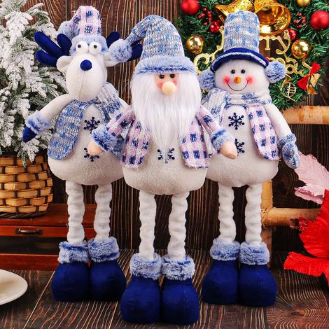 Poupée En Peluche De Noël - Figurine Debout Père Noël Bonhomme De Neige Renne - Jambe Étirable - Décoration Intérieure Hivernale - Lot De 1 (1/5)