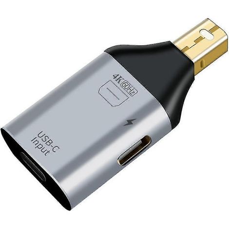 Adaptateur USB-C femelle vers mini-DP mâle compatible, vidéo HD 4K à 60 Hz (compatible mini-DP) (1/5)