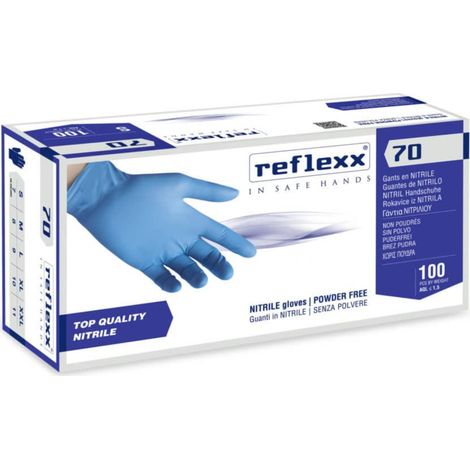Guantes de nitrilo sin polvo Reflexx R70 de primera calidad - L - Celeste (1/3)