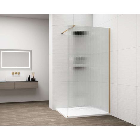 Polysan Esca - Parete doccia Walk-In 90x210 cm, Antidrop, vetro Flute/oro opaco ES1390-04 (1/5)