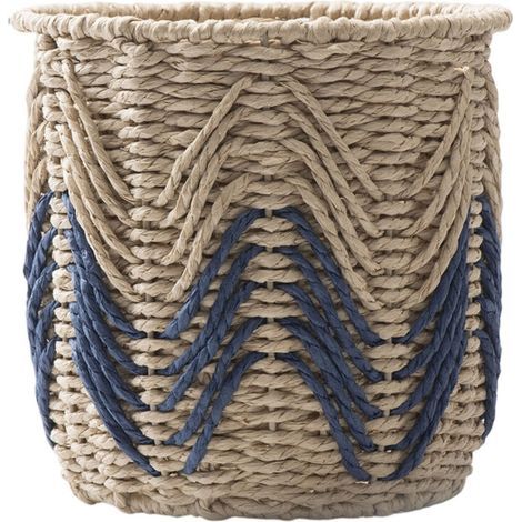 Panier de rangement tissé à la main, modèles renforcés en-Bleu (1/2)
