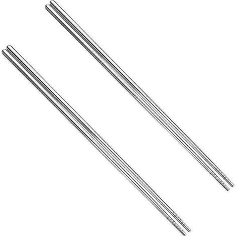 2 paires de baguettes en acier inoxydable pour la cuisson des nouilles et la friture-36X0.7X0.7CM-Silver (1/3)