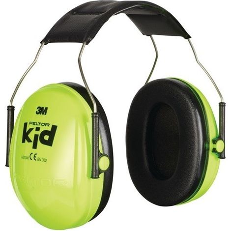 Casco antirruido 3m™ Peltor™ Modelo Kid Verde Neón, Tipo diapositiva y destinado para uso infantil de 1 a 7 años, 27db, 175g.