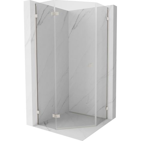 Mexen Lunar cabina doccia pentagonale a battente sinistra 100 x 100 cm, trasparente, nichel spazzolato - 831-100L-100P-97-00-L (1/5)