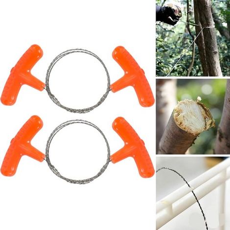2 piezas, Sierra de alambre manual, Sierra para maleza acuática, Corte afilado, Compacta y portátil, Naranja, Apta para madera y plástico (1/5)