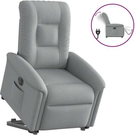 Chaise longue électrique réglable en tissu gris clair – Lit d’appoint avec dossier inclinable, repose-pieds et fonction de massage, idéale pour salon ou chambre (1/5)