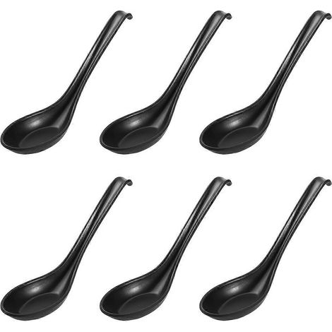 BESTONZON Lot de 6 cuillères à soupe en mélamine de style japonais, en plastique, pour la maison et le restaurant (surface dépolie, style crochet)