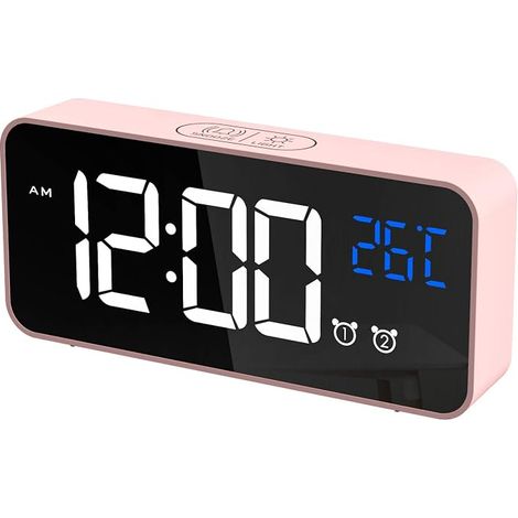 Reloj despertador digital CHEREEKI, reloj digital LED con control de temperatura/función de repetición/2 alarmas/formato 12/24/puerto de carga USB/10 melodías (1/5)