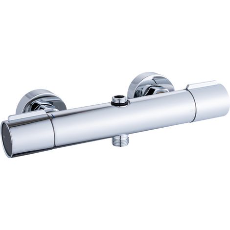 Mitigeur de douche thermostatique 2 voies (rond, cuivre, avec dispositif anti-brûlure et affichage de la température)