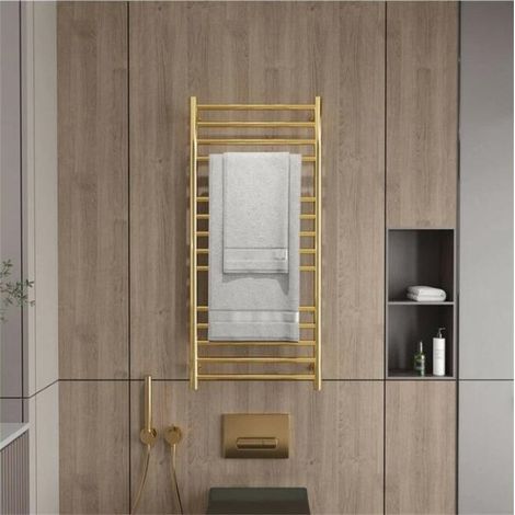 Badheizkörper Elektrisch Gold Handtuchheizkörper Elektrisch Heizkörper Heizung Handtuchwärmer Rostfreier Stahl Handtuchtrockner, 1100x520mm, 162 W, Style A