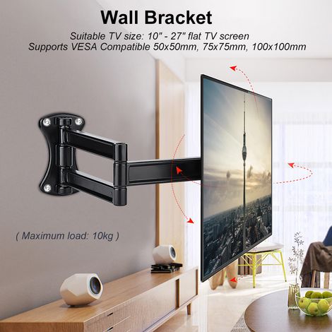 Support mural inclinable et pivotant pour écran plat LED/LCD de 10 à 27 pouces (1/5)