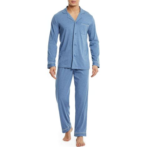 Ensemble de pyjama long en coton à boutons pour homme (1/5)