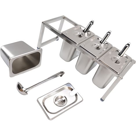 Boîte à récipient d'épices Rack de miroir poli en surface en acier inoxydable Stand pour les fournitures de cuisine 4pcs (1/5)