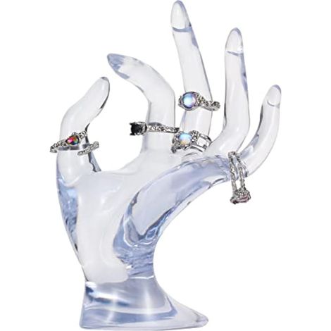 Porte-bijoux à la main pour exposer des bracelets, bagues, bijoux et décorations de chambre et vitrines d'événements (transparent) (1/5)
