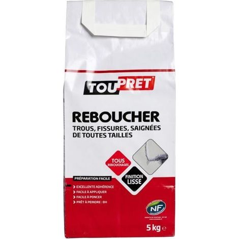Enduit de rebouchage en poudre - TOUPRET - 5 kg - Excellente adhérence - Prêt à peindre en 8H - Finition lisse