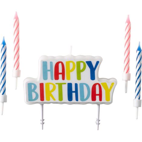 Kerzenset Happy Birthday 5-teilig Höhe 6,5 / 6,3 cm