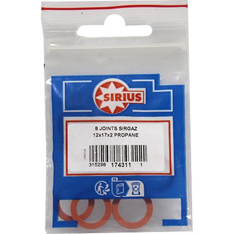Sachet de 8 joints caoutchouc EPDM pour détendeur de gaz raccord 20x150 (12x17x2mm) Watts (1/3)