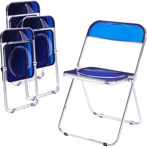 Klappstuhl Pornainen 4er Set Dunkelblau, transparent [en.casa]