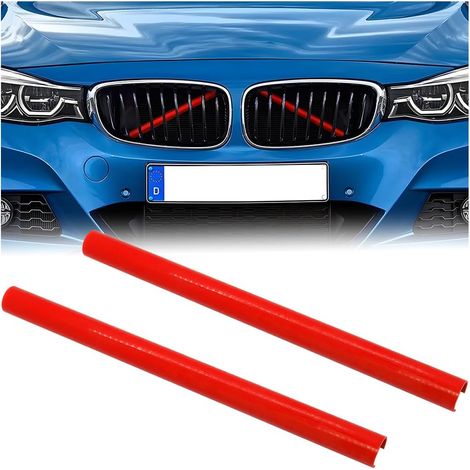 2 Pièces Grilles De Bandes D'insert Garniture, Inserts De Calandre Avant, Grilles Radiateur Bandes Garniture, Garniture Décoration De La Calandre Avant Voiture, Voiture Accessoires(Rouge) (1/5)
