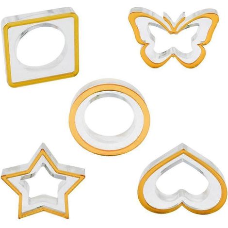 Lot de 5 ronds de serviette en acrylique en forme de papillon et de cœur, pour la décoration de table. (1/5)