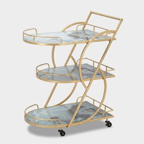 Carrito mauro ferretti 3 niveles metal dorado 71x45 cm (1/5)