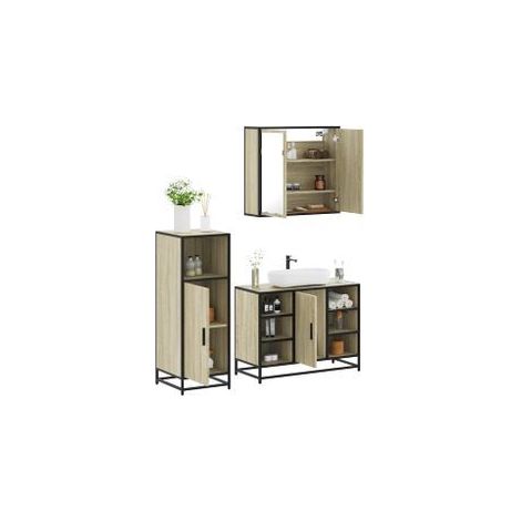 Ensemble de meubles de salle de bain 3 pcs chêne sonoma (1/5)