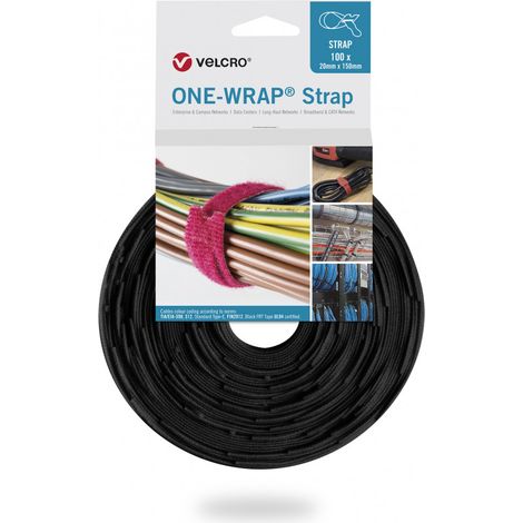 Velcro Strap ONE-WRAP® noir 25 mm x 300 mm pack 100
