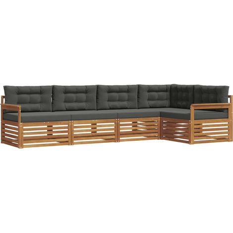 Conjunto de sofás de exterior 5 pcs Natural y Antracita vidaXL (1/5)