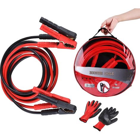 Jeu de Câbles de Démarrage, 1000A de Courant de Pointe, Compatible avec Plusieurs Véhicules, 1500 Amp 6m 30mm2 (1/2)