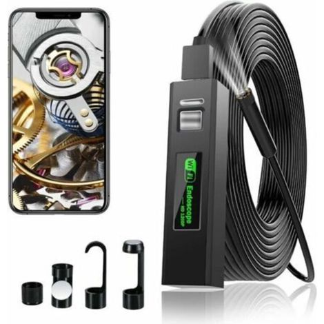 WLAN-Endoskopkamera, 1200P HD-Rohrinspektionskamera mit LED-Beleuchtung für iPhone/Android-Smartphones/Windows/Mac/Tablets/PCs – (5 m)