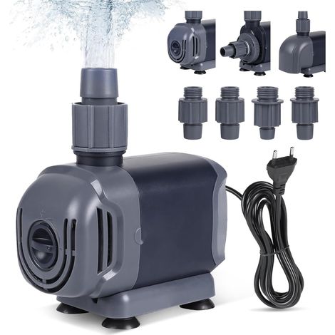 Pompe à Eau Submersible pour Aquarium 15W 1000 L/H, 1,5M Mini Réglable Pompe Aquarium avec 3 Buses, 3-en-1 Ultra Silencieuse Pompe a Eau (Aspiration Latérale/Suspension/Fond) (1/5)