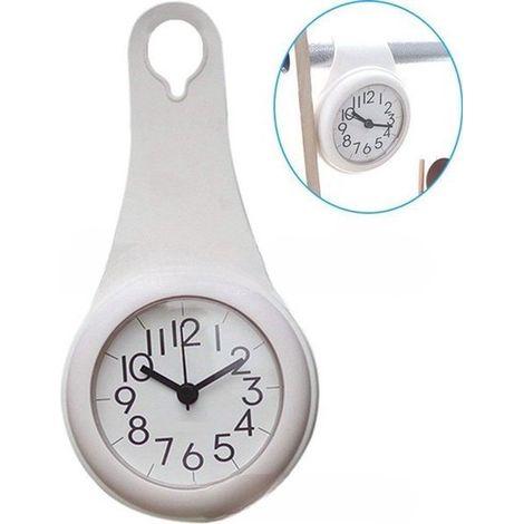 Reloj de baño, Despertador silencioso, Reloj despertador, Reloj de baño impermeable, Despertador creativo, Blanco (1/5)