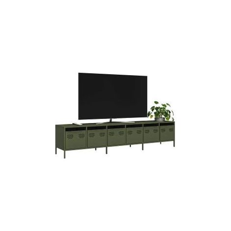 Meuble TV vert olive 202x39x43,5 acier laminé à froid (1/5)