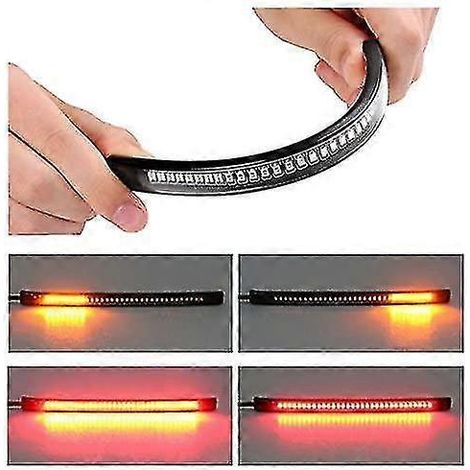 Barre lumineuse de clignotants à 48 LED pour moto, voiture et vélo, avec alimentation 12 V, lot de 2 (1/5)