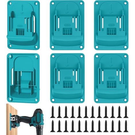 6 Supports Muraux, Plastique ABS, Pour Perceuse Makita 18V, Turquoise, Atelier