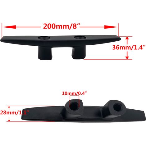 Marine aluminum cable bolts, horn cable bolts, flat cable bolts, bollards, mooring bollards, marine and yacht accessories - 8-inch black aluminum with eye bolts - aluminum (1/4)