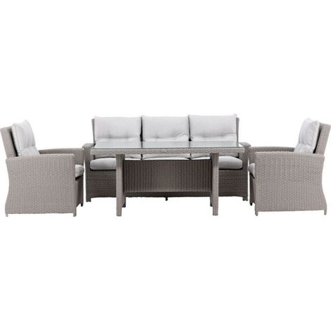 Salon Repas de Jardin 5 Places "Brentwood" 186cm Gris (1/5)