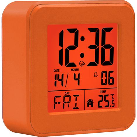 LED Digitalwecker mit manueller Zeiteinstellung, Temperatur- und Datumsanzeige, Leistungsstarker Alarm, Snooze-Funktion, Einfache Bedienung für Zuhause und Büro, Orange (1/5)