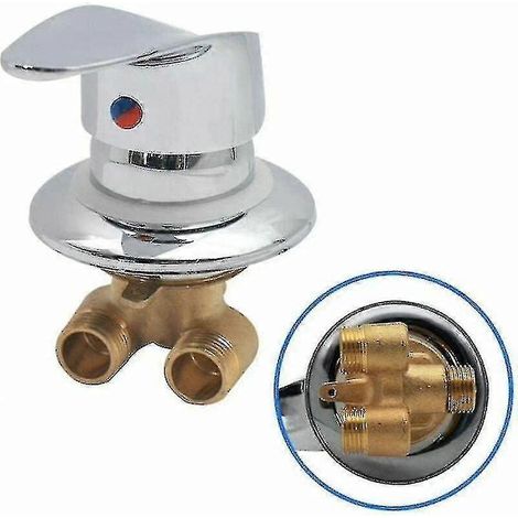 Mitigeur de douche en laiton chromé avec inverseur de sortie et raccord G1/2 pour eau chaude et froide. Compatible avec les douches de salle de bain. (1/5)