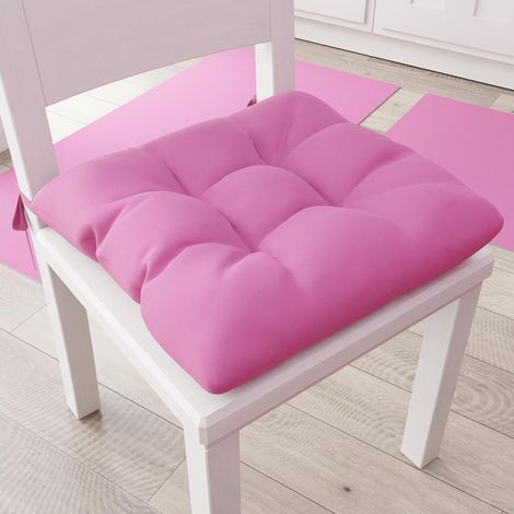 PETTI Artigiani Italiani - Cuscini per Sedia Cucina, Set 6 Cuscini per Sedie Cucina, Coprisedie Cucina in Cotone con Laccetti, Fuxia, 100% Made in Italy (1/4)