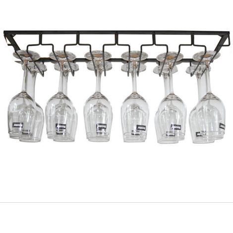 Skecten Soportes para Copas de Vino 6 Filas, Ahorra Espacio Oganizador,Soporte para Copa de Vino Invertido,para Bar Restaurante Cocina (Negro) (1/5)