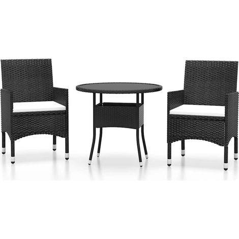Maison Exclusive - 3-tlg. Garten-Essgruppe Poly Rattan Schwarz (1/5)