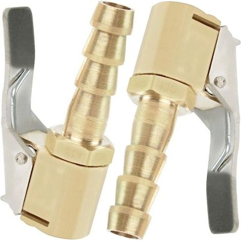 Boquilla de inflado de 2 piezas, boquilla para inflar neumáticos de coche, boquilla infladora con clip, adaptador conector de abrazadera de válvula de inflado, para válvulas de neumáticos, latón, 8 mm
