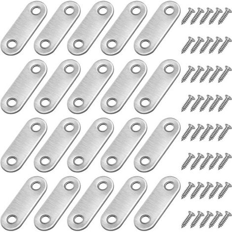 Support de plaque plate fixe, plaque plate en métal avec vis, pour support de réparation d'affiches sur meubles en bois, 4616mm, argent, 20 pièces. (1/5)