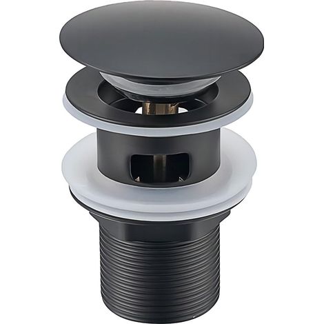 Garniture de vidage pour lavabo avec trop-plein, bonde de vidage, Pop Up Valve,Garniture de vidage universelle pour lavabo et plan de toilette (Noir) (1/5)