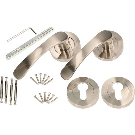 KOTARBAU Poignée de porte en satin nickel PZ - Cylindre profilé universel (1/5)