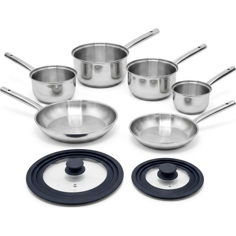 Lot de 4 casseroles 16/18/20/22 cm et 2 poêles en inox 20/28 cm et couvercles Fackelmann Rhona (1/5)