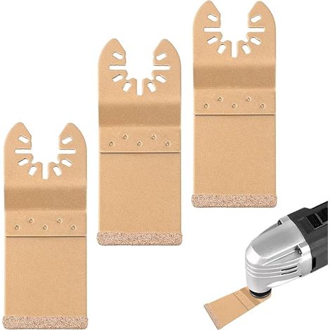 Lot de 3 Lame de Scie Diamantée Oscillante Universelle, 35 mm Lames en Carbure, Ajustement Lame Multi-Outils Coupe Dics pour Enlever les Carrelage et Mortier (1/5)